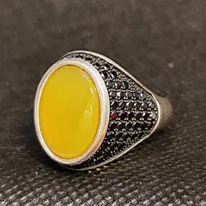 انگشتر نقره مردانه مدل سنگ عقیق کد676