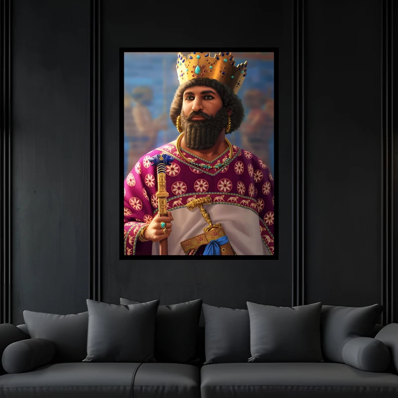 تابلو بکلیت طرح کوروش باستانی تاریخی مشاهیر و دانشمندان ایران  مدل B-bu7434 فریم مشکی