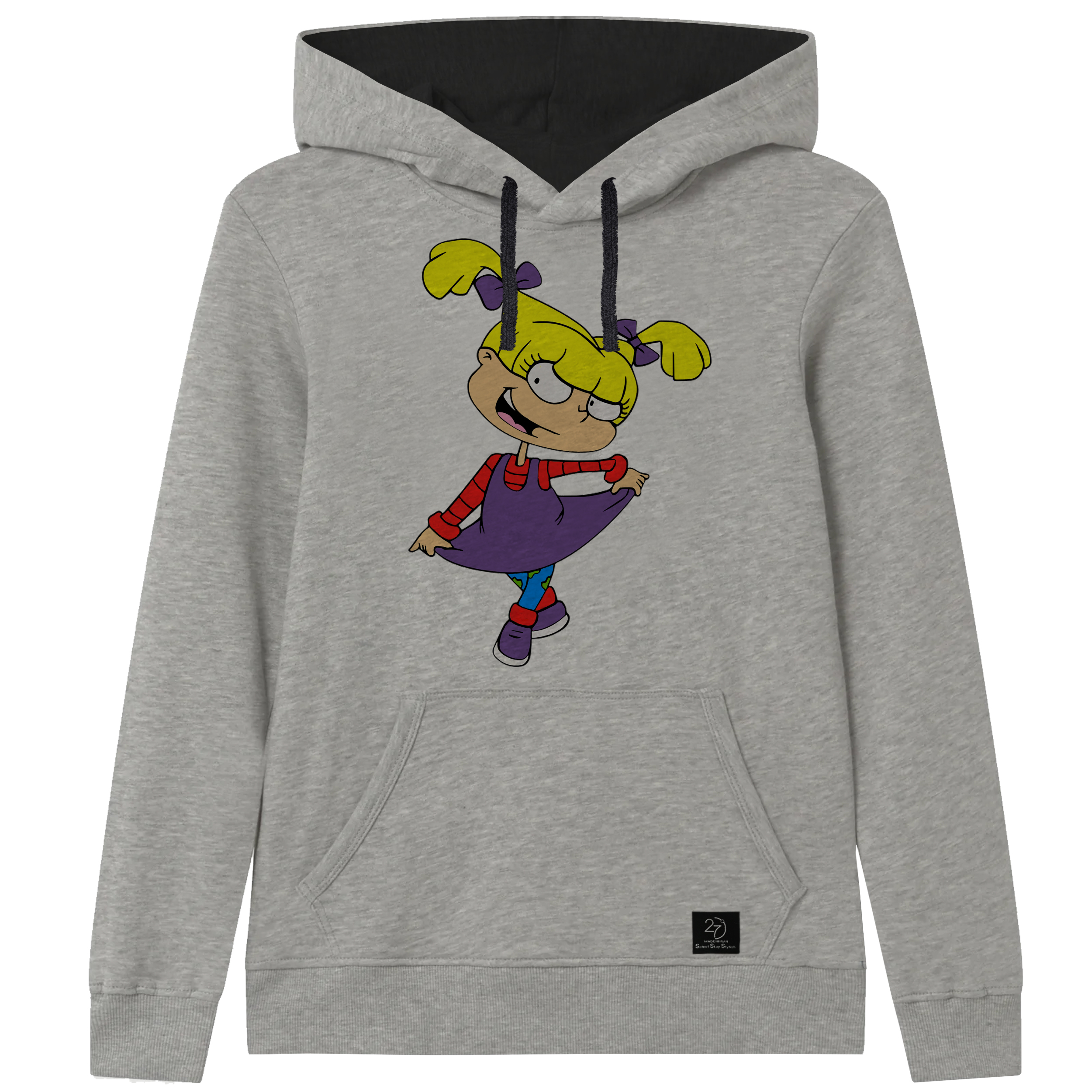 هودی دخترانه 27 مدل کارتونی کد F16 رنگ طوسی 