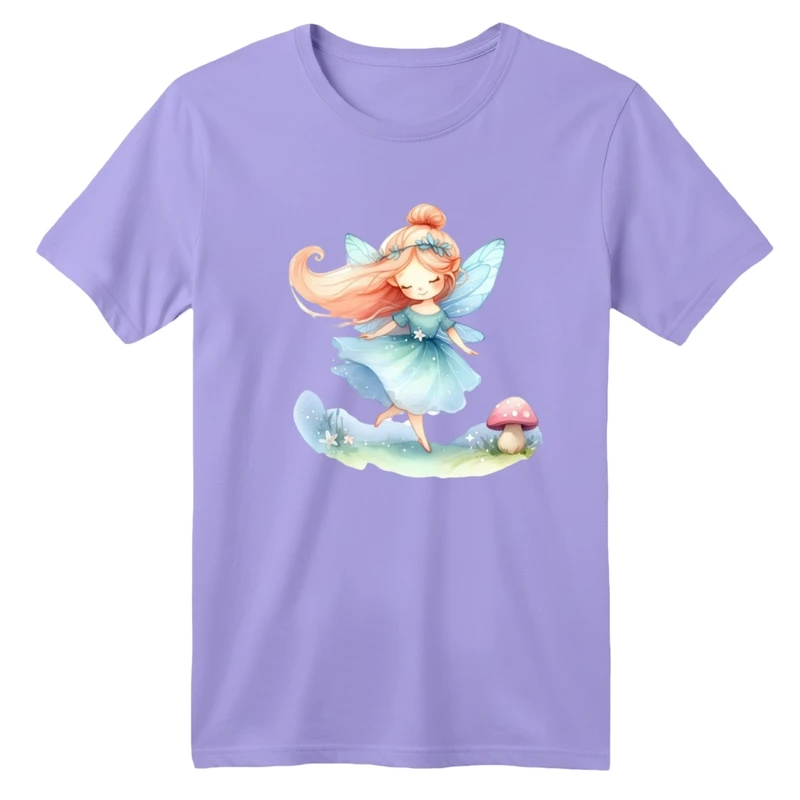 تی شرت آستین کوتاه بچگانه مدل دخترک کد 5 رنگ یاسی