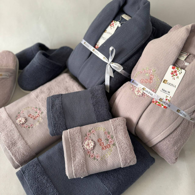 سرویس حوله پالتویی 8 تکه کارینا مدل لوتدن کد 01