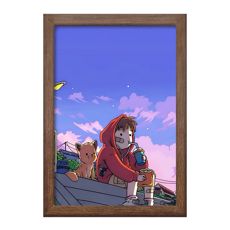 تابلو خندالو طرح پسر و گربه کد F4707