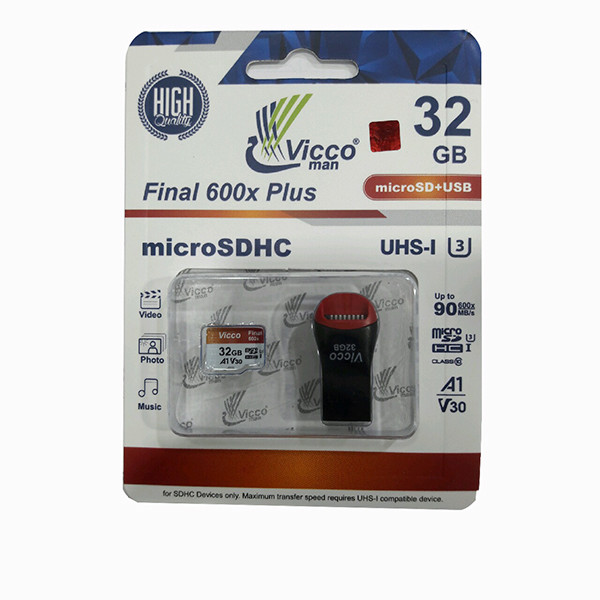 کارت حافظه microSDHC ویکومن مدل Final 600X Plus کلاس 10 استاندارد UHS-I U3 سرعت 90MBps ظرفیت 32 گیگابایت