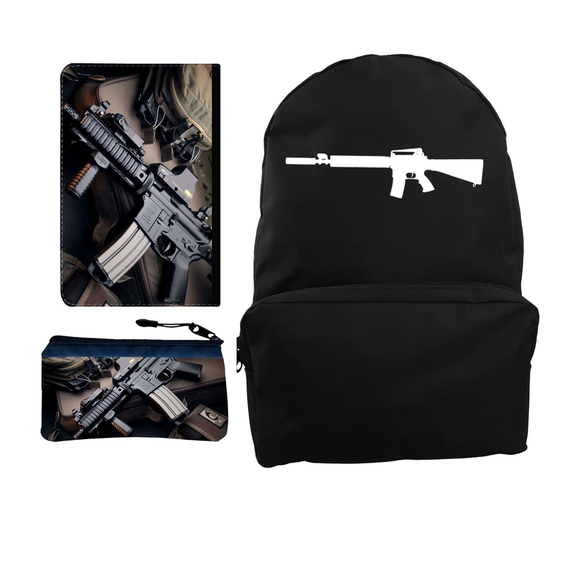 کوله پشتی مدل اسلحه کد KP-5214 به همراه کلاسور و جامدادی