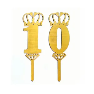 تاپر کیک مدل عدد 10 طرح الماس شمعدار مجموعه 2 عددی