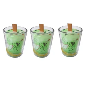 شمع لیوانی مدل عاشقانه گل مريم مجموعه سه عددي