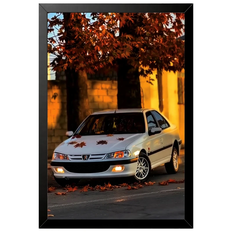 تابلو بکلیت طرح ماشین و خودرو پژو پارس (پرشیا) مدل B-po2148 فریم مشکی