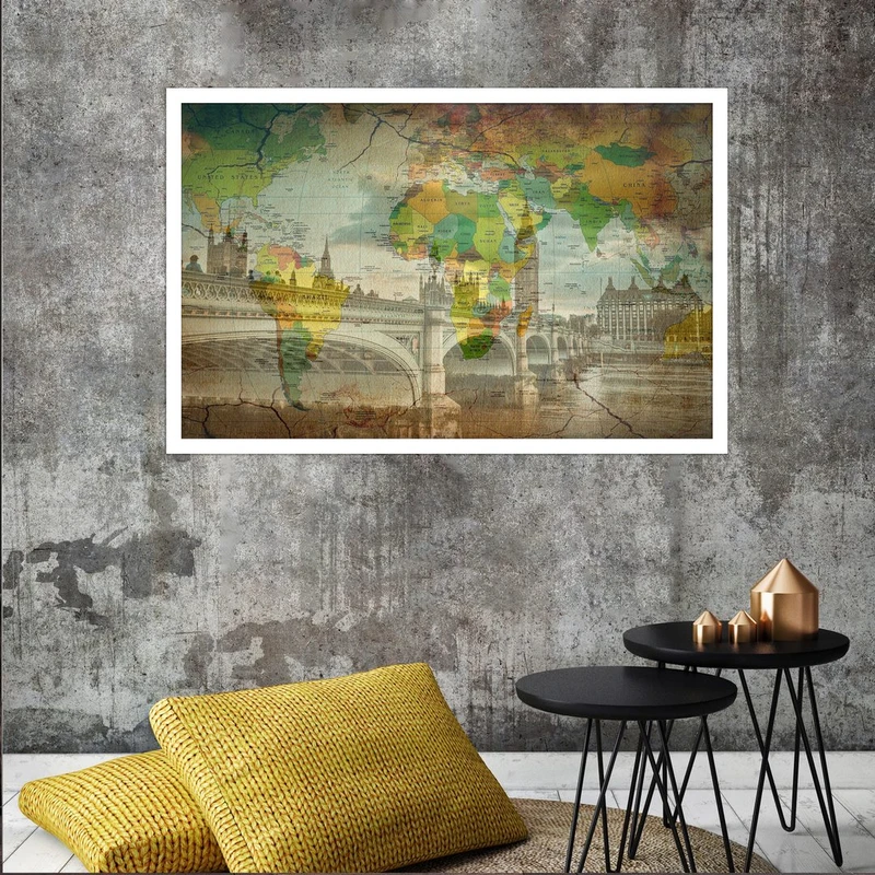 تابلو بکلیت طرح نقشه جهان مدل W-S2963