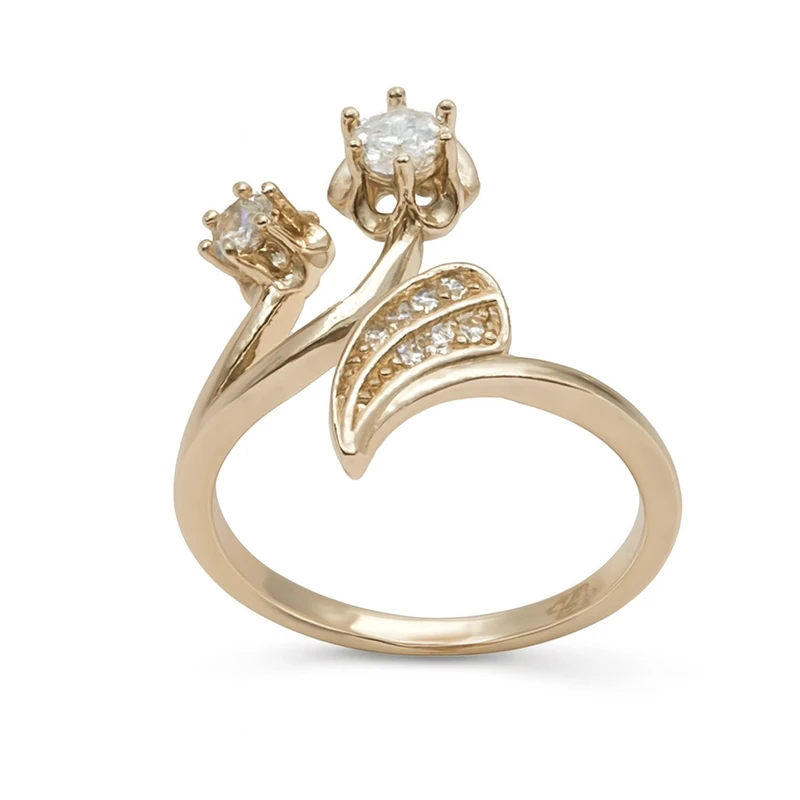 انگشتر زنانه مدل گل دوشاخه کد 4179 cm