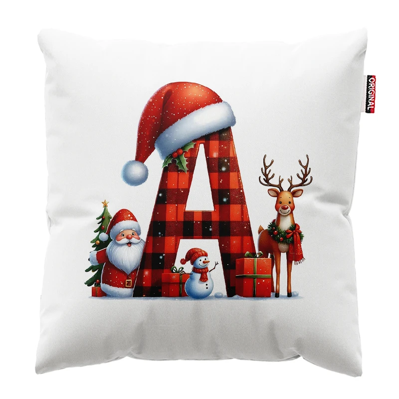 کوسن پاد آفرین مدل کریسمس طرح حرف A کد PK302703 سایز 30*30 سانتی متر 