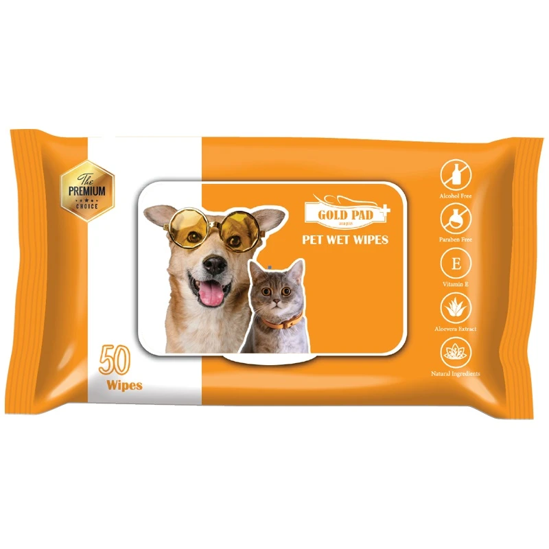 دستمال مرطوب حیوانات گلدپد مدل آلورا بسته 50 عددی