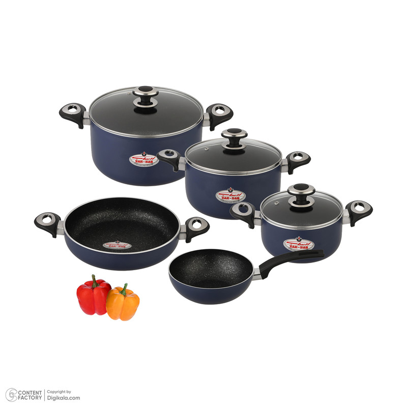 سرویس پخت و پز 7 پارچه زرساب مدل گرانیتا به همراه تابه وک هدیه