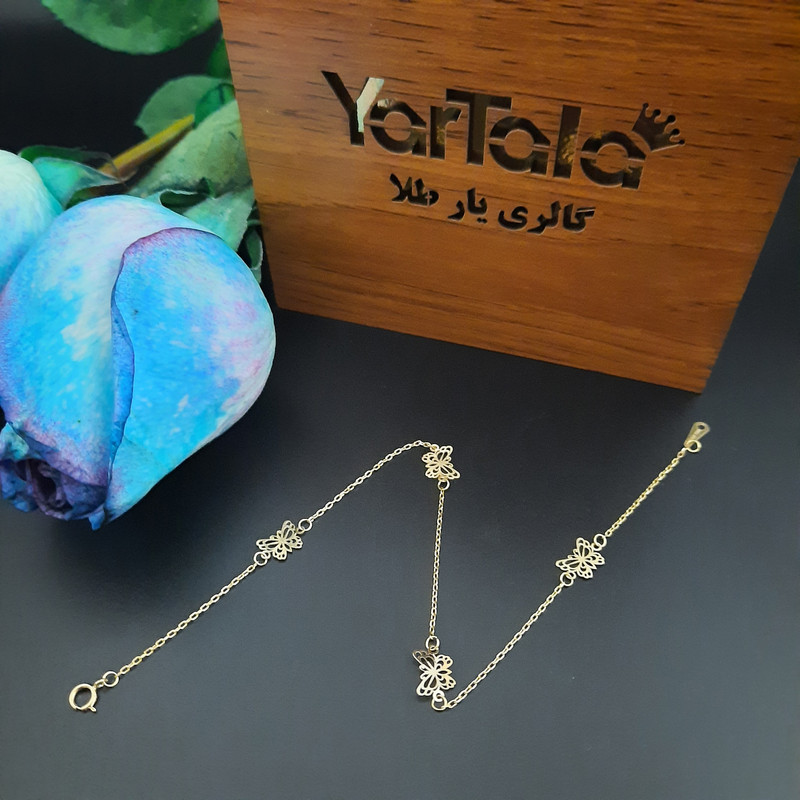 پابند طلا 18 عیار زنانه گالری یارطلا مدل پروانه کد PA03