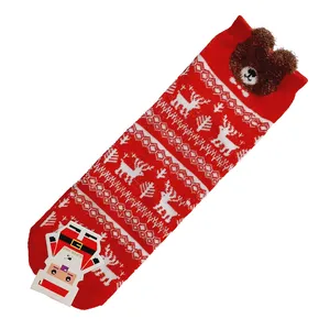 جوراب ساق بلند دخترانه مدل کریسمسی کد 03