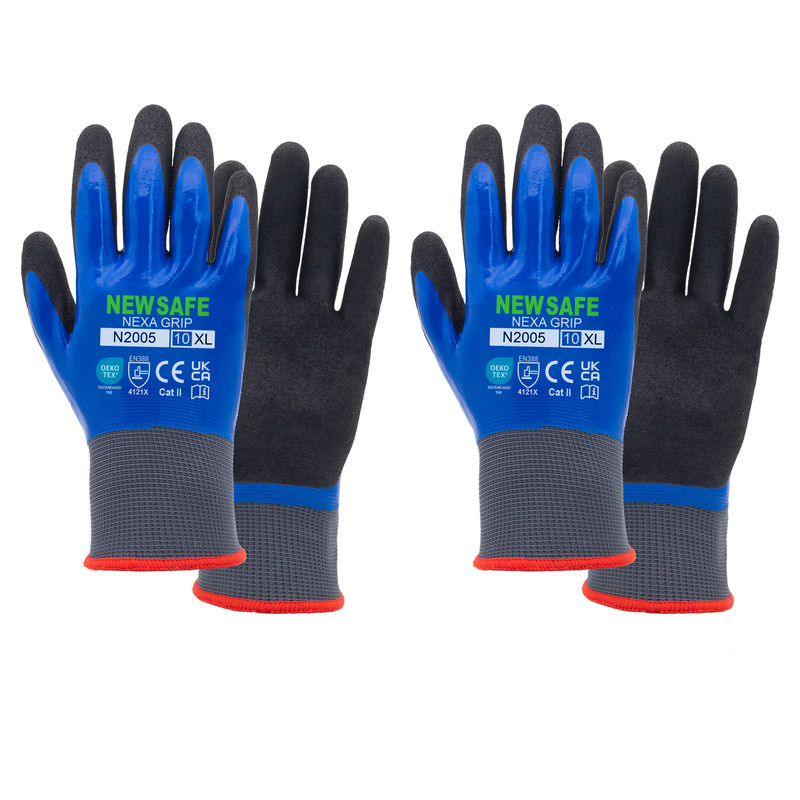 دستکش ایمنی نیتریل نیوسیف مدل NEXAGRIP-N2005 کد XL/10 بسته 2 عددی