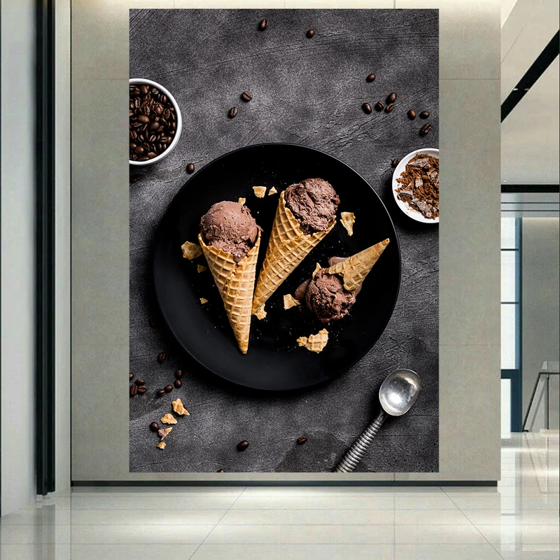 پوستر پارچه ای مدل چرم مخمل طرح بستنی و قهوه کد AR1960