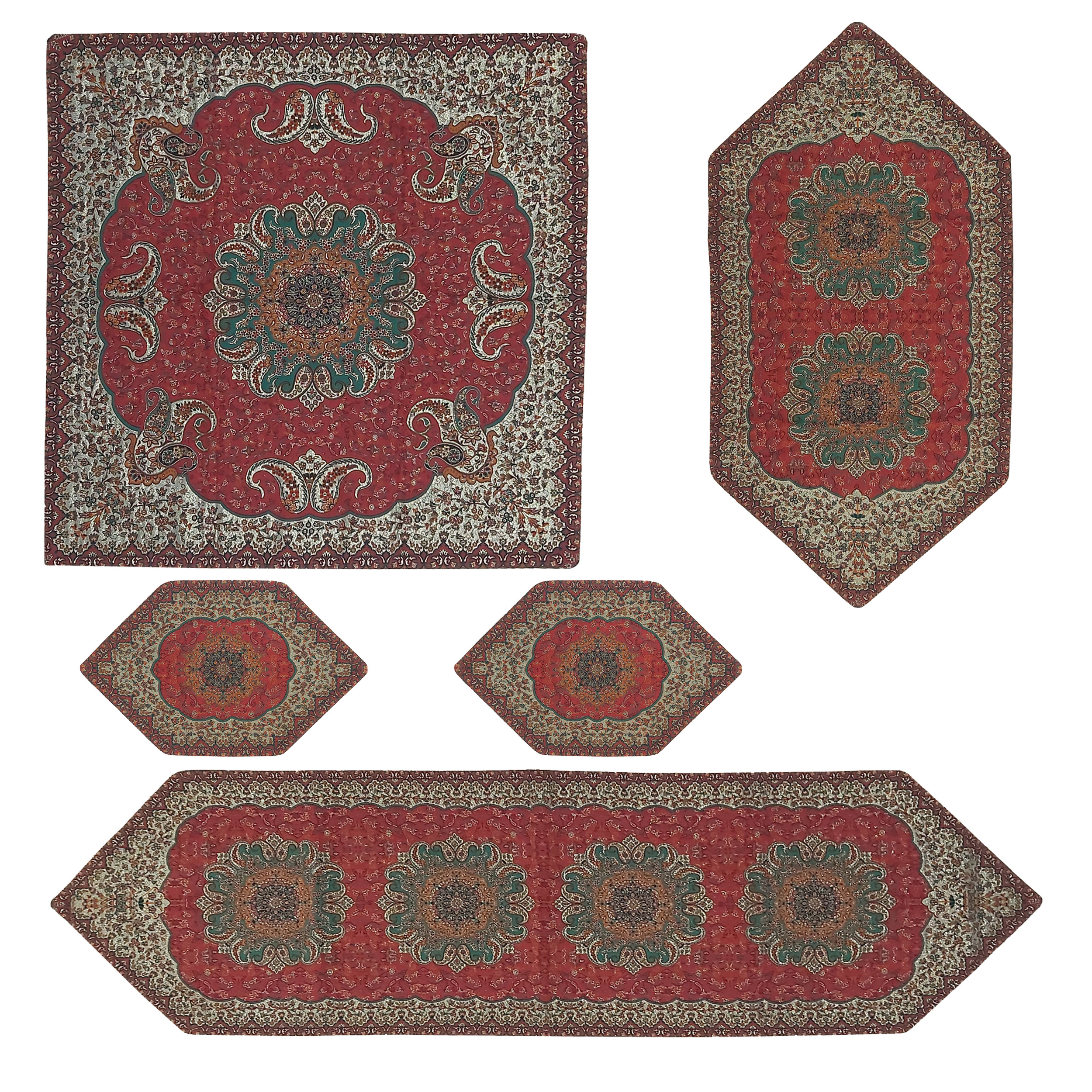 ست 5 تکه رومیزی ترمه اصالت مدل 1361