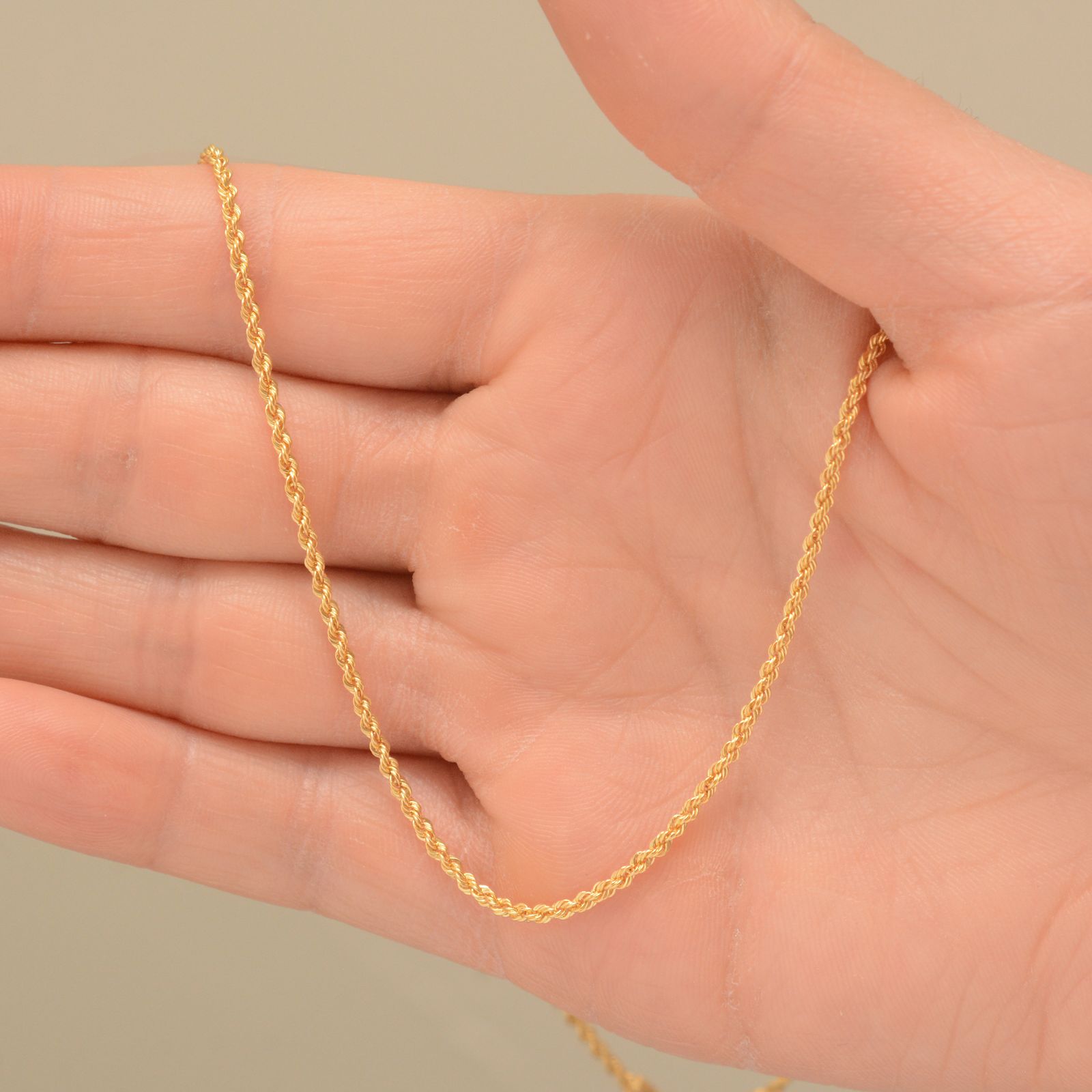 زنجیر طلا 18 عیار زنانه طلای مستجابی مدل طنابی کد T45 -  - 2