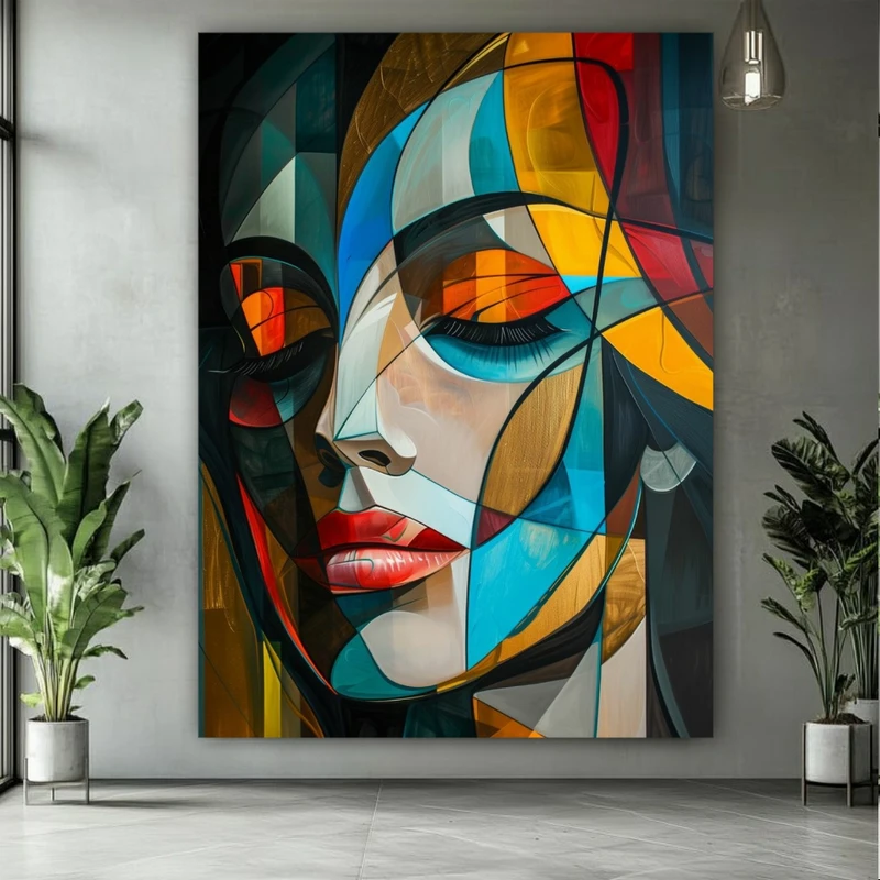 تابلو بوم طرح مخمل کوبیسم مدل پرتره کد FP106270