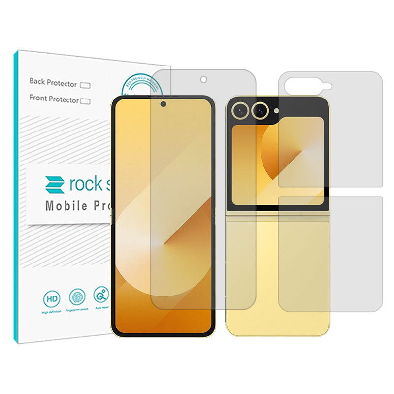 محافظ صفحه نمایش شفاف راک اسپیس مدل HyGEL مناسب برای گوشی موبایل سامسونگ Galaxy Z Flip6 به همراه محافظ پشت گوشی
