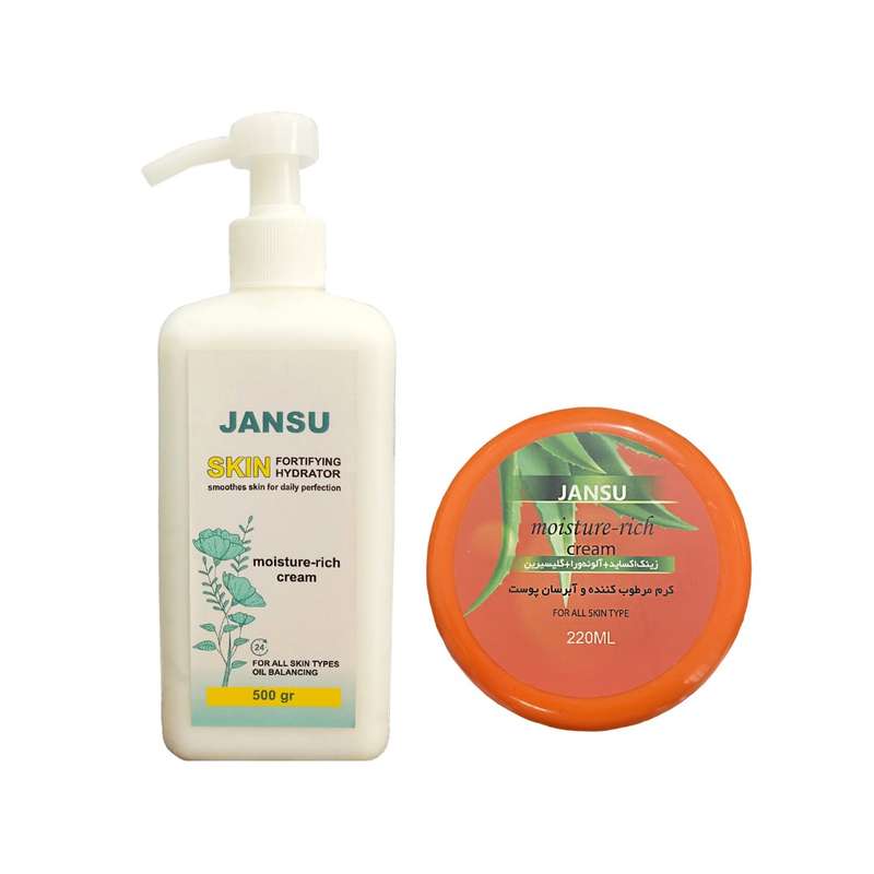 کرم مرطوب کننده جانسو مدل الوئه ورا حجم 220 میلی لیتر به همراه کرم آبرسان جانسو مدل 01 حجم 500 میلی لیتر