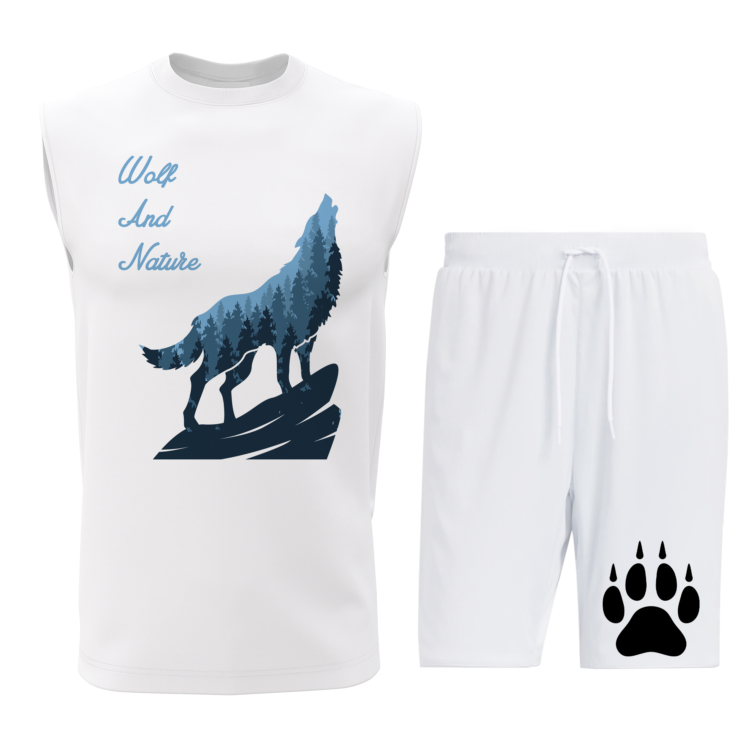 ست تاپ و شلوارک مردانه طرح گرگ مدل W014W