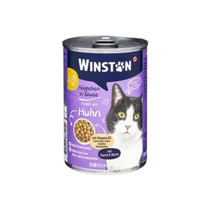 کنسرو غذای گربه بالغ وینستون مدل Huhn طعم مرغ در سس وزن 400 گرم