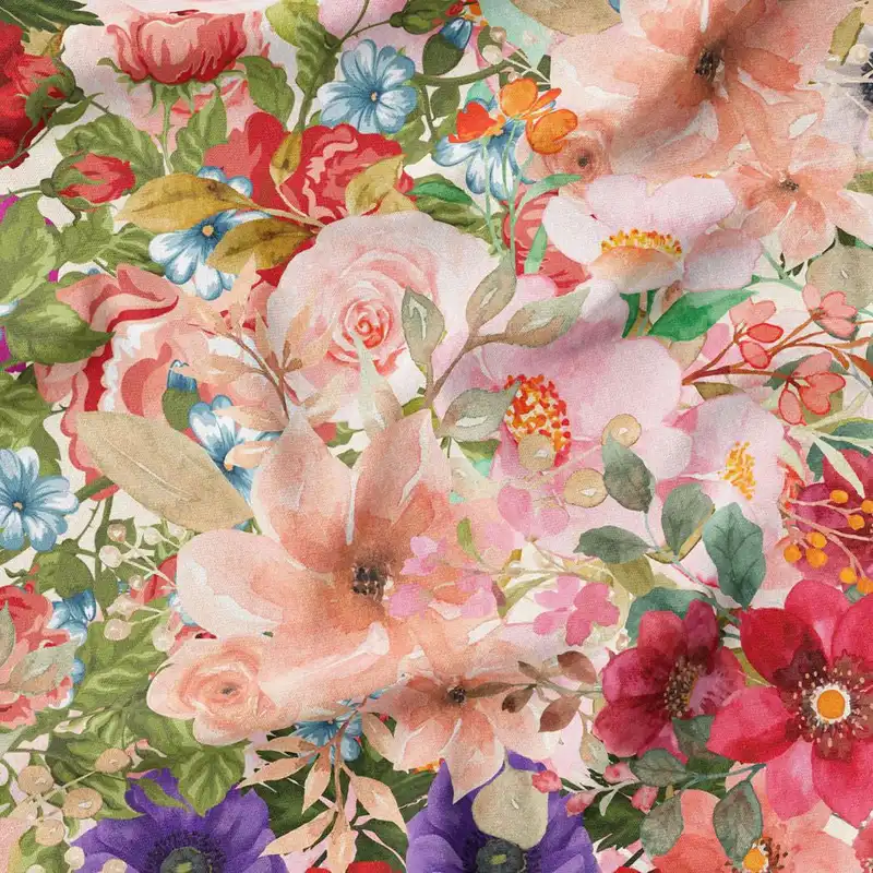 پارچه ملحفه پارچه باما مدل مخمل طرح گل آبرنگی کد 5011836