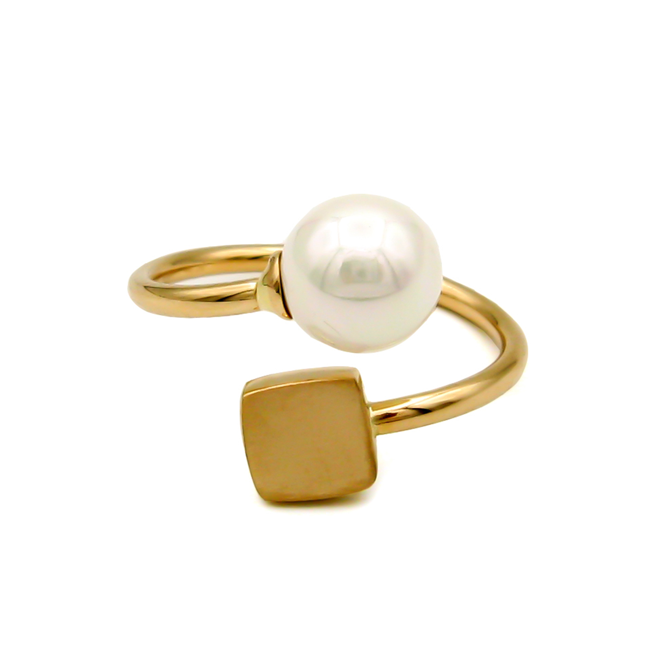 انگشتر طلا 18 عیار زنانه کاپانی مدل مروارید کد KR003