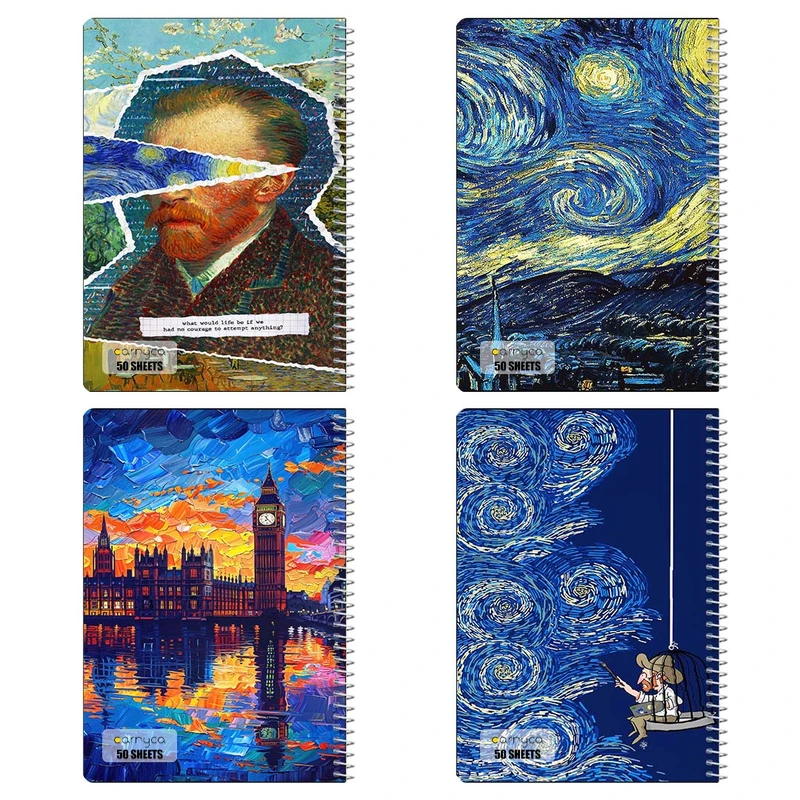 دفتر نقاشي 50 برگ کارنيکا طرح شب پرستاره فانتزی ون‌گوگ Fantasy Starry Night Van Gogh کد 52588 مجموعه 4 عددی