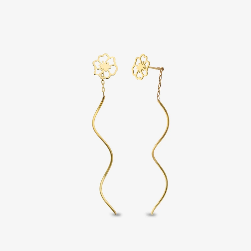 گوشواره بخیه‌ای طلا 18 عیار زنانه مطیع ها مدل 595