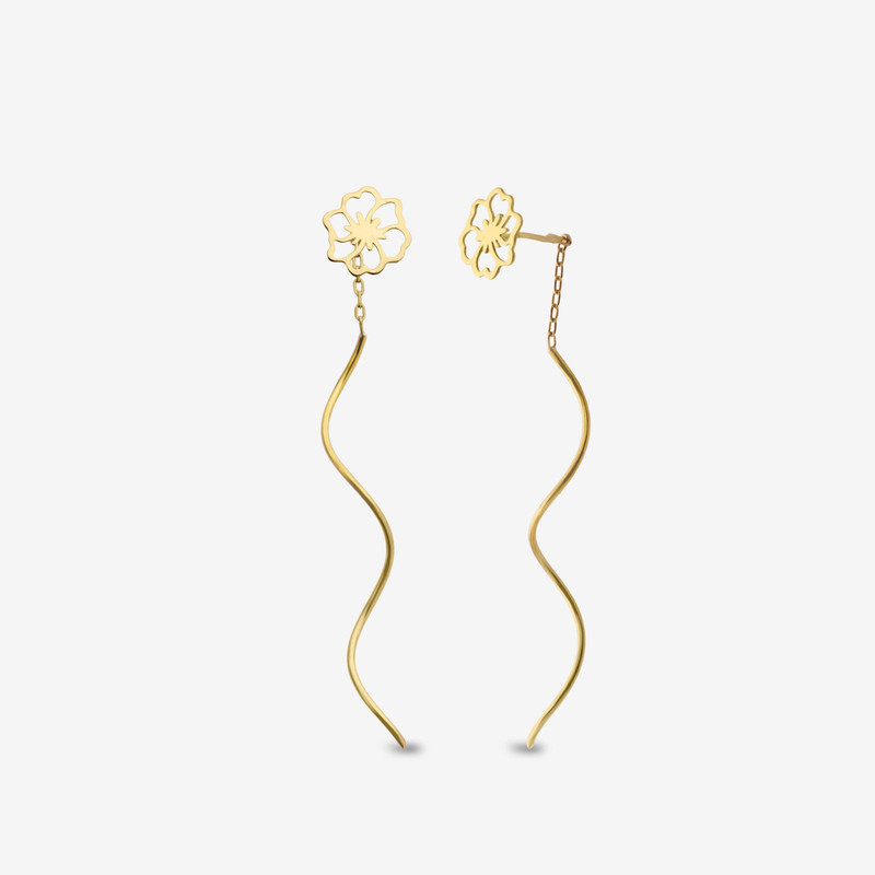 گوشواره بخیه‌ای طلا 18 عیار زنانه مطیع ها مدل 595 گل