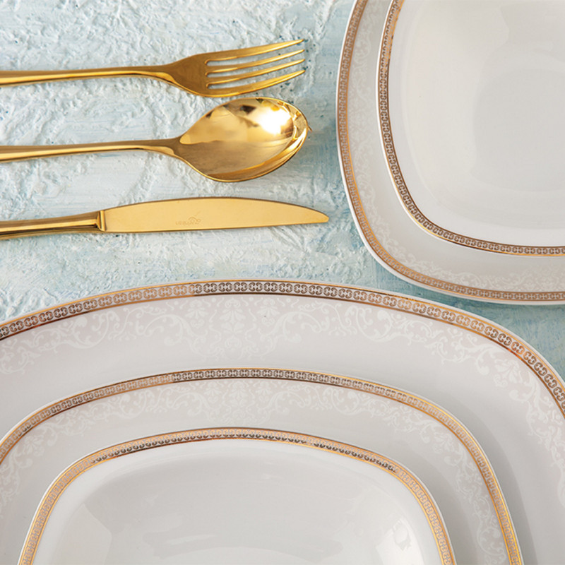 سرویس غذاخوری 27 پارچه چینی زرین ایران سری کواترو مدل ریوا درجه یک
