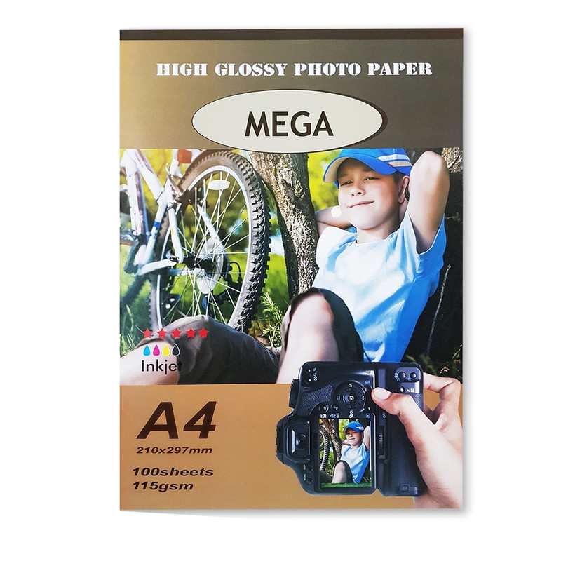 کاغذ چاپ عکس گلاسه مگا مدل 115g سایز A4 بسته 100 عددی