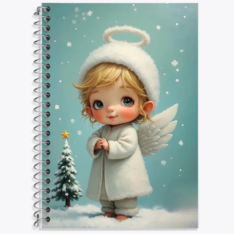 دفتر زبان 50 برگ خندالو مدل سه خط طرح فرشته ی کیوت کد F8261