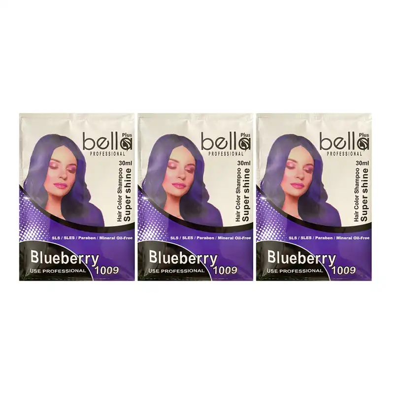 شامپو رنگ مو بلا پلاس مدل SUPERSHIN شماره 1009 حجم 30 میلی لیتر رنگ بلوبری بسته 3 عددی