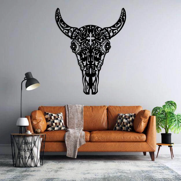 استیکر دیوار طرح جمجمه گاو 