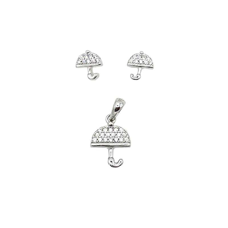 نیم ست نقره زنانه مدل چتر کد 30110 نیم ست نقره زنانه مدل چتر کد 30110