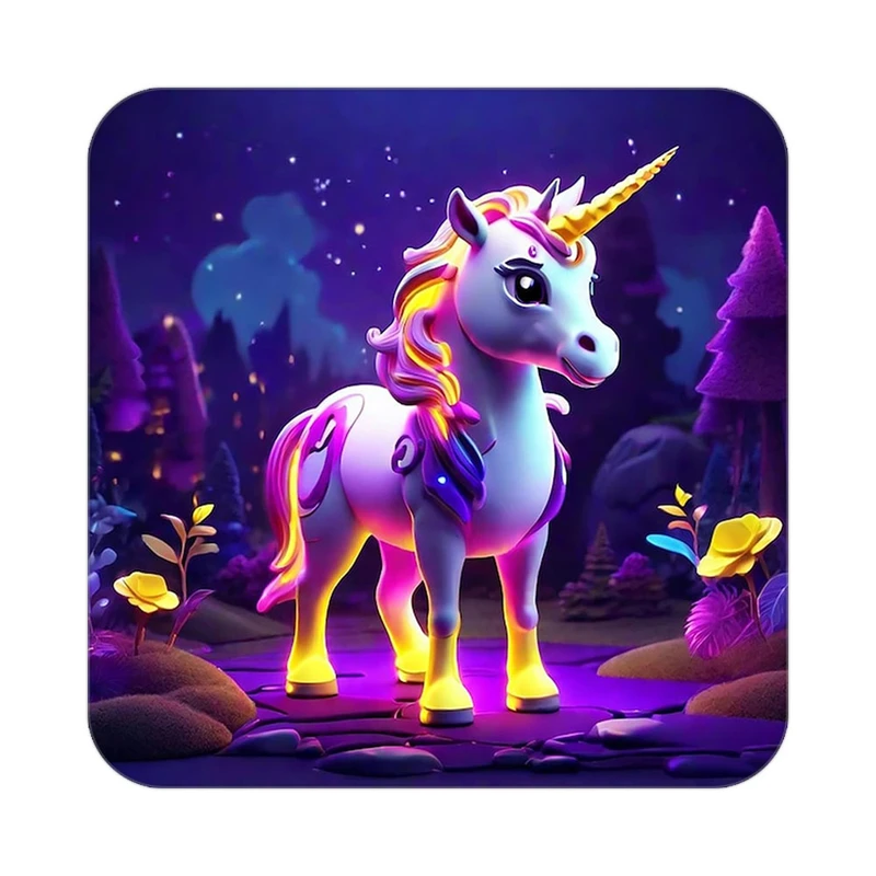 زیر لیوانی کاکتی طرح اسب تک شاخ و یونیکورن مدل mp30694