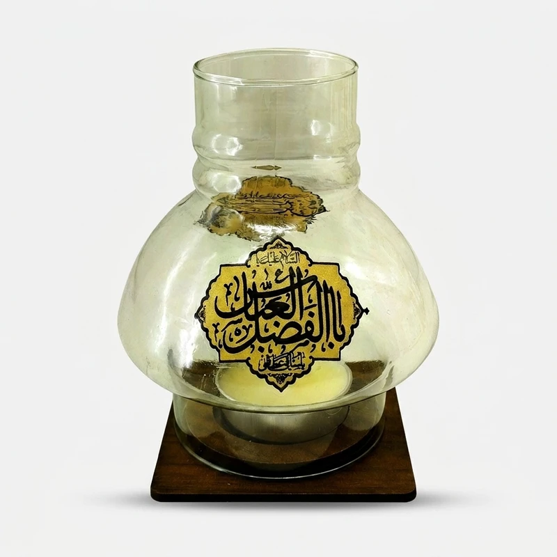 جاشمعی مدل مذهبی پایه چوبی طرح السلام علیک یا اباالفضل ع و السلام علیک یا اباعبدالله ع کد 102667