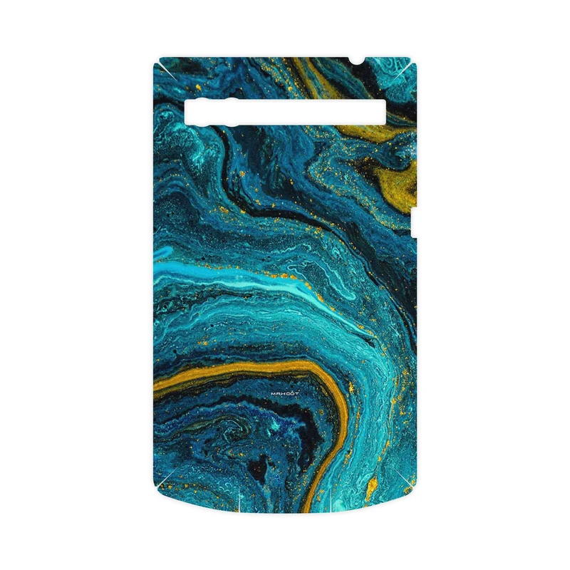 برچسب پوششی ماهوت مدل Turquoise marblewith golden streaks-FullSkin مناسب برای گوشی موبایل بلک بری P9983