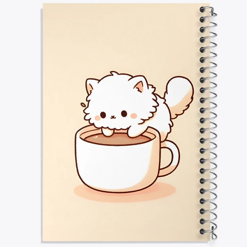 دفتر ژورنال نویسی 50 برگ خندالو مدل نقطه ای طرح گربه کیوت کد N5083