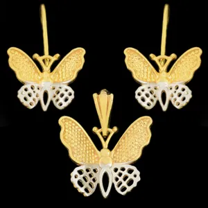 نیم ست طلا 18 عیار دخترانه طلای مستجابی مدل پروانه کد 67126
