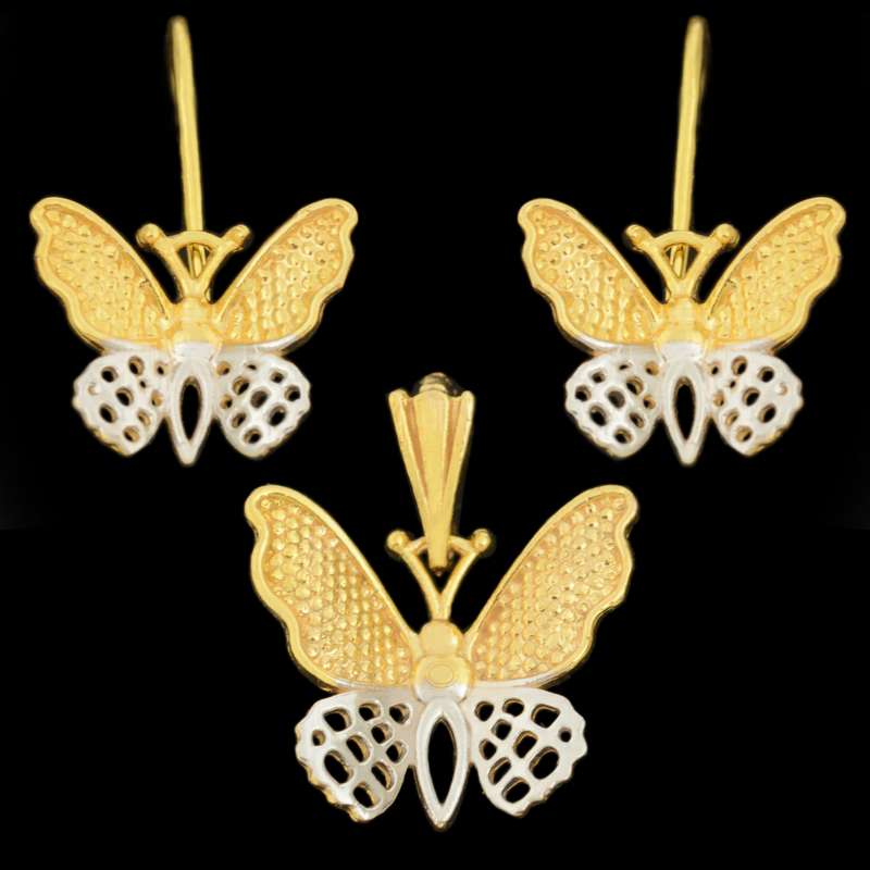 نیم ست طلا 18 عیار دخترانه طلای مستجابی مدل پروانه کد 67126