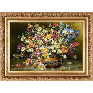 تابلو فرش دستباف فرش میرنظامی مدل گل و گلدان عرضی کد 784