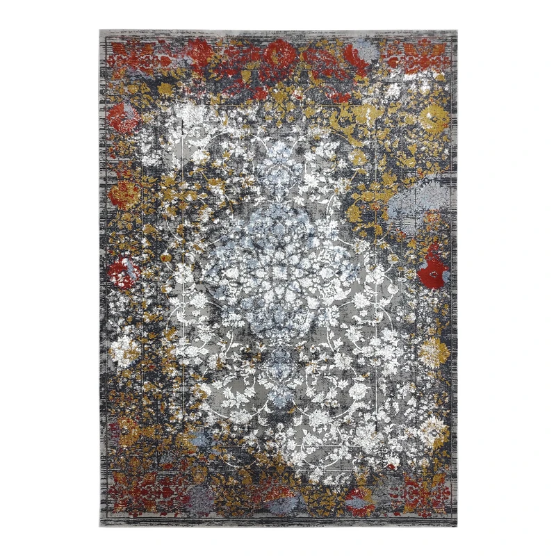 فرش ماشینی مشهد کد 87522 زمینه طوسی