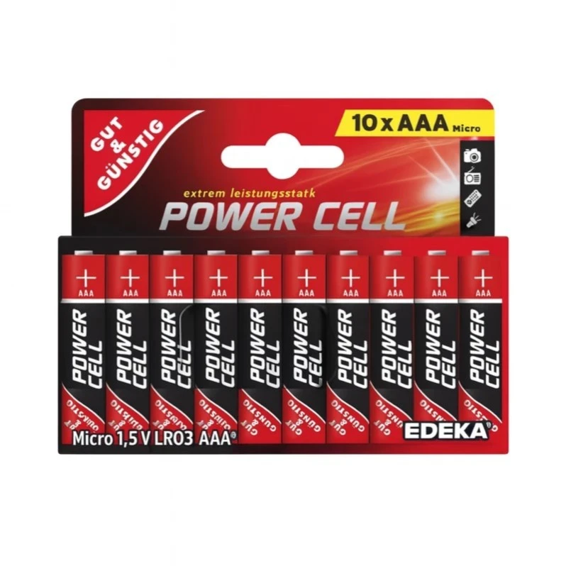 باتری نیم قلمی پاور سل مدل  Alkaline Micro1.5V LR03  AAA EDEKA بسته 200 عددی