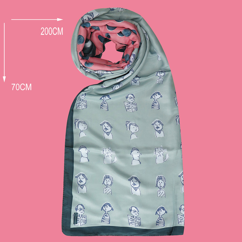 شال زنانه مارتا طرح آدمک ها مدل GZ99798