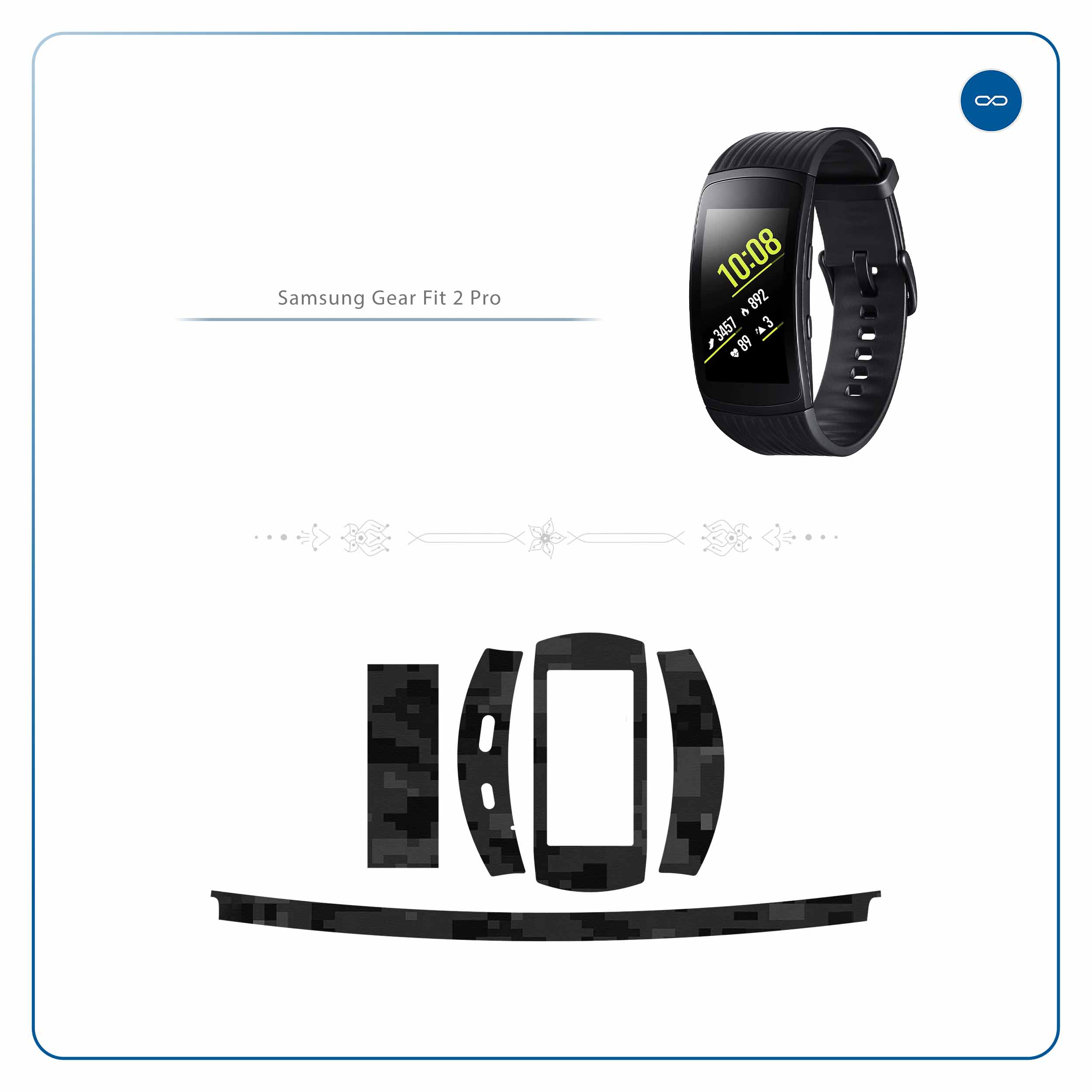 برچسب ماهوت طرح Night-Army-Pixel مناسب برای ساعت هوشمند سامسونگ Galaxy Gear Fit 2 Pro