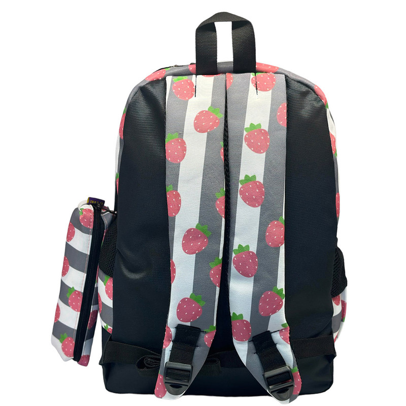 کوله پشتی ساراسا طرح توت فرنگی مدل 02 به همراه جامدادی